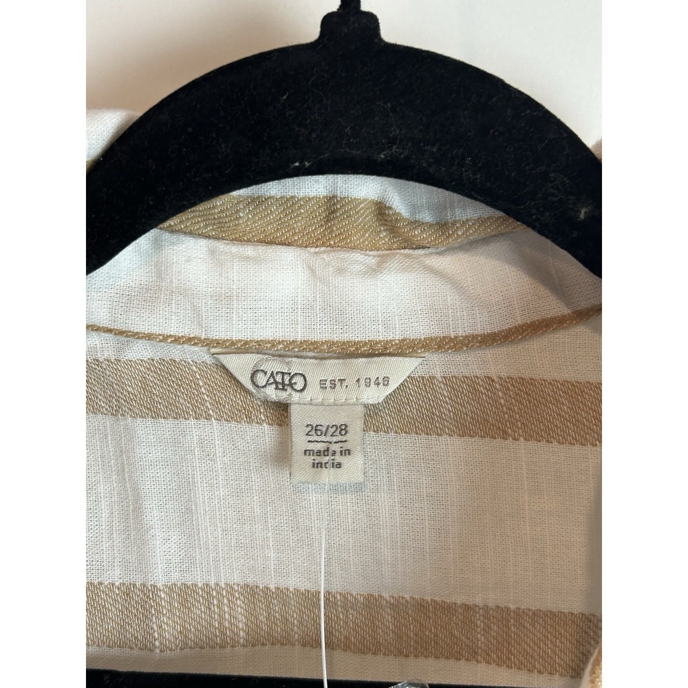 Cato Long Sleeve Shirt Dress Womens 26/28 White Beige Plus Size - Picture 5 of 10
